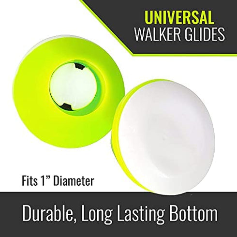 HealthSmart Walker Glides, Walker Caps or Walker Pads also for Rollators, Universal Fit, Pack of 2